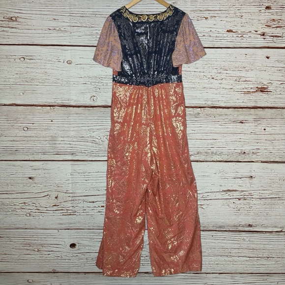 Anthropologie Akemi + Kin Sofia Metallic Jumpsuit Sz 14 - Picture 11 of 16